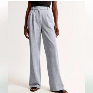 Abercrombie & Fitch Curve Love Sloane Tailored Pant Pleated Wide Leg Gray